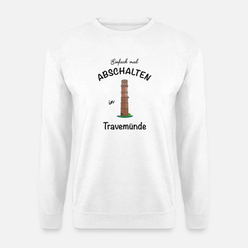 Leuchtturm Travemünde, Ostsee, einfach abschalten - Unisex Pullover - Weiß