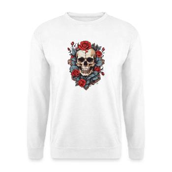 Skull with roses - Unisex Sweatshirt - white - Front