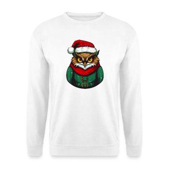 Hibou de Noël en pull vert - Sweat-shirt Unisexe - blanc - Devant