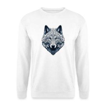 Wolf mit Mandalas verziert - Unisex Pullover - Weiß - Vorne