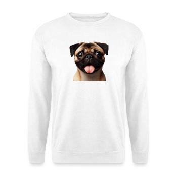 Ein glücklicher Mops - Unisex Pullover - Weiß - Vorne