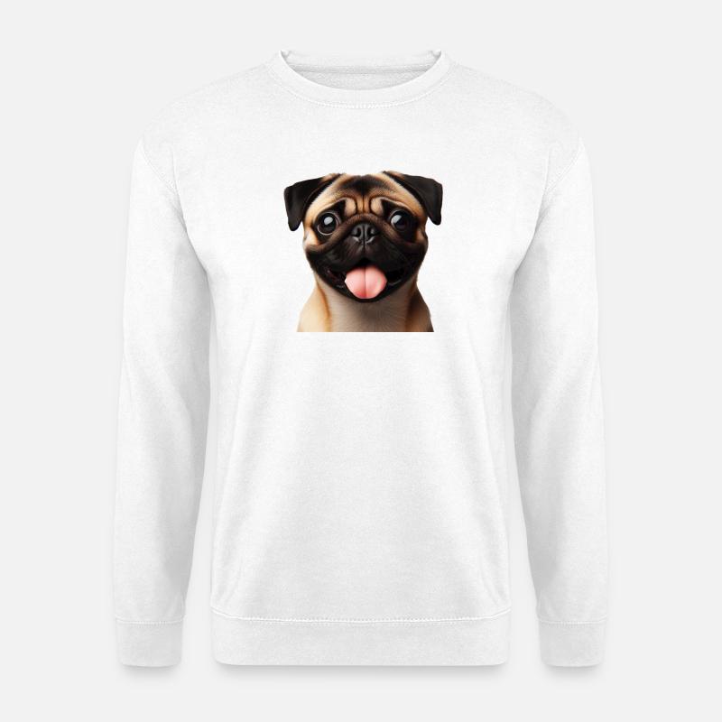 Ein glücklicher Mops - Unisex Pullover - Weiß