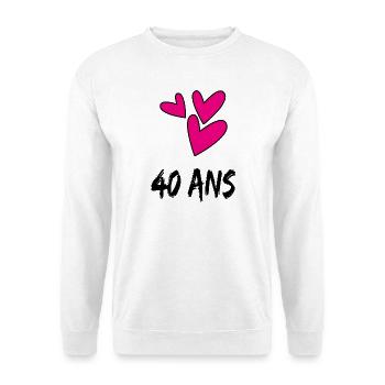 40. 40 ANS. 40e ANNIVERSAIRE. ANNIVERSAIRE 40 ANS. - Sweat-shirt Unisexe - blanc - Devant