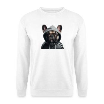 Französische Bulldogge mit Kapuze - Unisex Pullover - Weiß - Vorne
