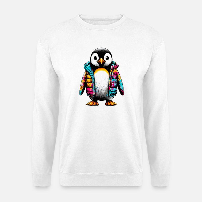 Pinguin mit Jacke Jacke - Unisex Pullover - Weiß