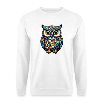 Eule - Unisex Pullover - Weiß - Vorne - Alina (178cm) & Michal (187cm)