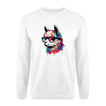 Alpaka mit Brille - Unisex Pullover - Weiß - Vorne