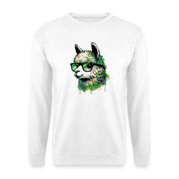 Alpaka mit Brille - Unisex Pullover - Weiß - Vorne