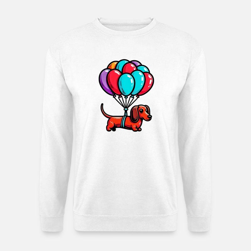 Dackelhund mit Luftballons - Unisex Pullover - Weiß