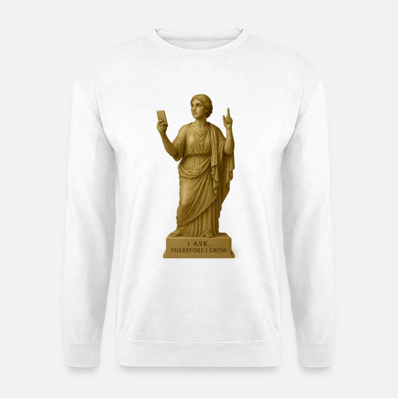 Antike Philosophenstatue mit Botschaft - Unisex Pullover - Weiß