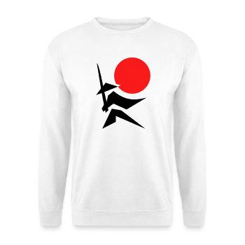 Abstraktes Bild mit Samurai Rot Schwarz - Unisex Pullover - Weiß - Vorne