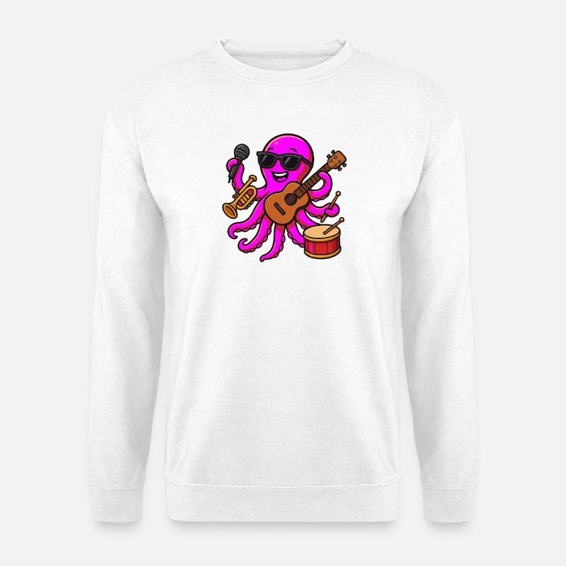 Bunter musikalischer Oktopus - Unisex Pullover - Weiß
