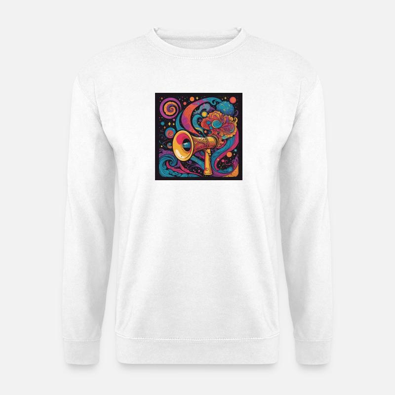 Psychedelic Exploration with Space Speaker - Unisex Sweatshirt - white