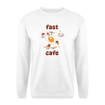 Schnelles Cafe - Unisex Pullover - Weiß - Vorne - Alina (178cm) & Michal (187cm)
