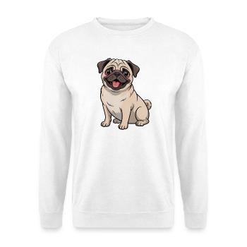 Niedlicher Mops Cartoon Hundeliebhaber - Unisex Pullover - Weiß - Vorne