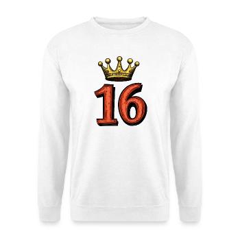 16 Zahl Krone - Unisex Pullover - Weiß - Vorne