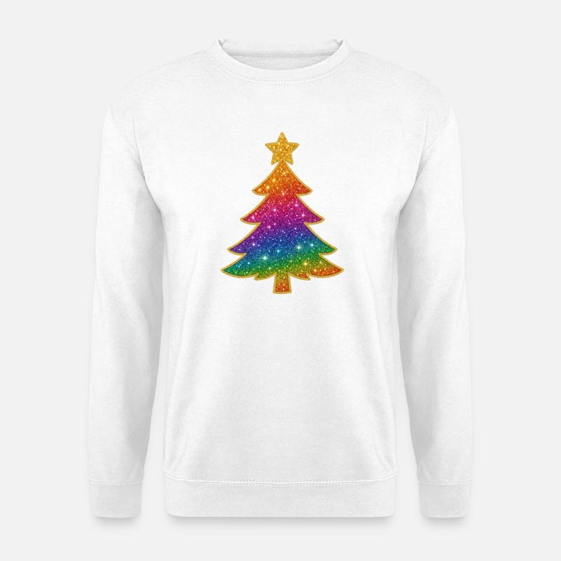 Regenbogen Glitzer Tannenbaum - Unisex Pullover - Weiß