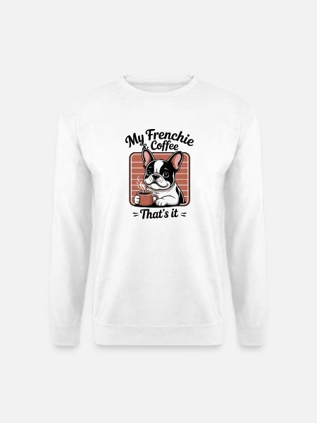 Frenchie French Bulldog Cartoon - Unisex Sweatshirt - white
