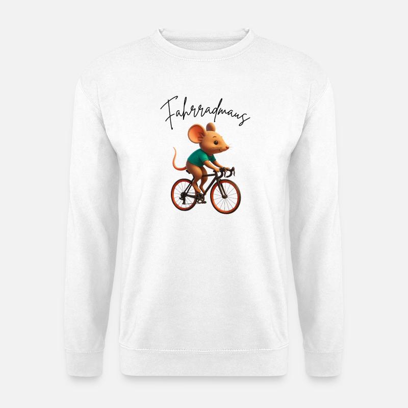 Fahrradmaus Maus auf Rennrad Geschenkidee - Unisex Pullover - Weiß