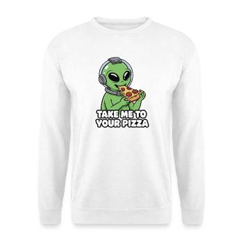 Amateur de pizza extraterrestre - Sweat-shirt Unisexe - blanc - Devant