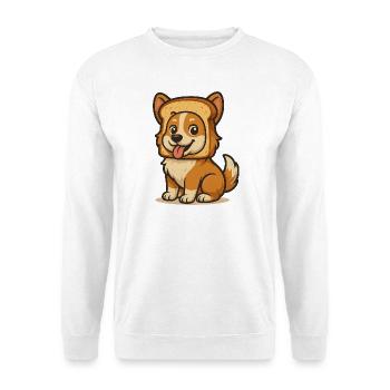 Cute Dog with Bread Face Design - Unisex Pullover - Weiß - Vorne