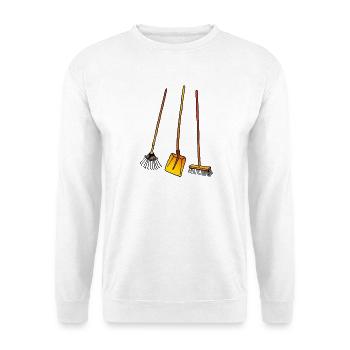 Leaf rake, shovel and broom - Unisex Sweatshirt - white - Front