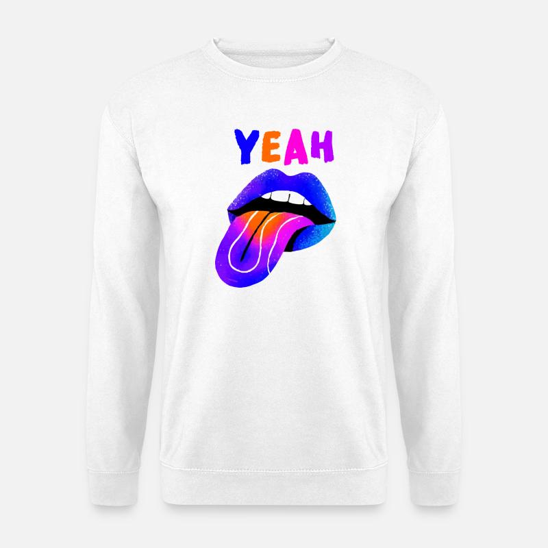 Vibrant Lips YEAH Pop Art - Unisex Sweatshirt - white