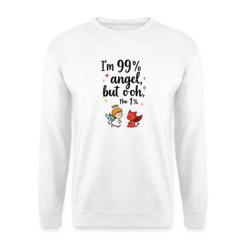 99 % Ange, 1 % Diable - Conception de dessin animé drôle - Sweat-shirt Unisexe - blanc - Devant