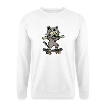 Chat Zombie sur Skate - Sweat-shirt Unisexe - blanc - Devant