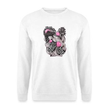 Abstracte Blütenballen mit Rosa Akzenten - Unisex Pullover - Weiß - Vorne