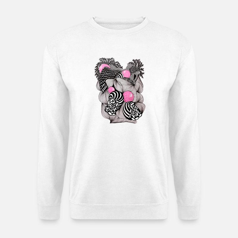 Abstracte Blütenballen mit Rosa Akzenten - Unisex Pullover - Weiß
