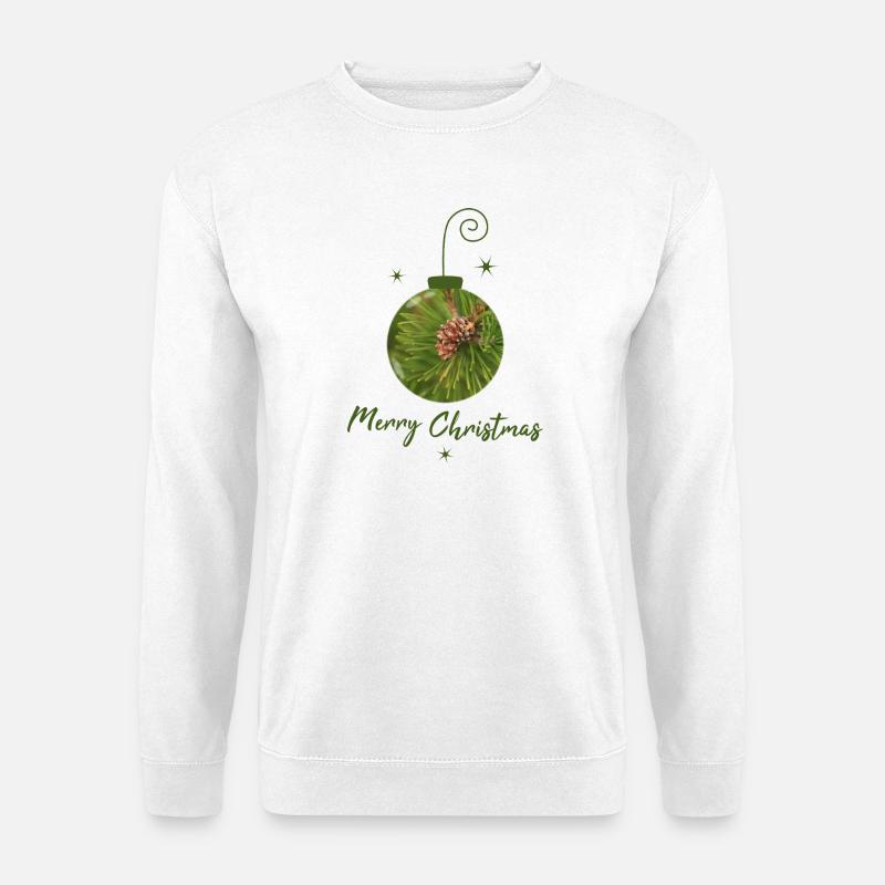 Grüne Weihnachtskugel mit Tannenzapfen - Unisex Pullover - Weiß