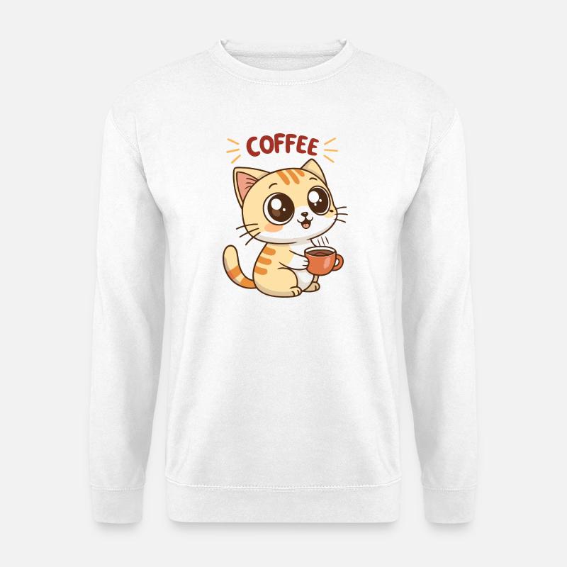Katzen-Kaffee-Latte-Zeichentrick - Unisex Pullover - Weiß