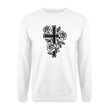 Fleurs à symbole de croix - Sweat-shirt Unisexe - blanc - Devant