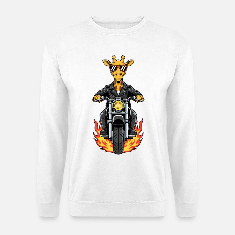 Cool Biker Giraffe Motorcycle Flames - Unisex Sweatshirt - white