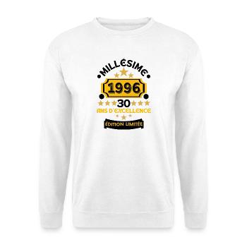 Vintage 1996 30 Jahre Geburtstag, Vintage 1996 - Unisex Pullover - Weiß - Vorne