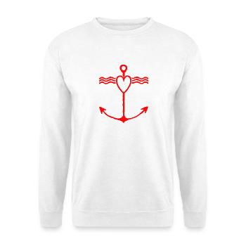 Herzanker Nautik Symbolik Liebe freunde - Unisex Pullover - Weiß - Vorne - Alina (178cm) & Michal (187cm)