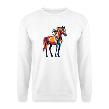 Farbexplosion buntes Pferd abstraktes Pferde Motiv - Unisex Pullover - Weiß - Vorne