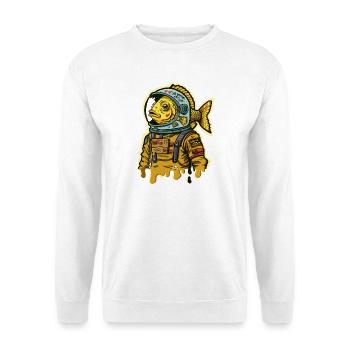 Fischastronauten-Straßenkunst - Unisex Pullover - Weiß - Vorne - Alina (178cm) & Michal (187cm)