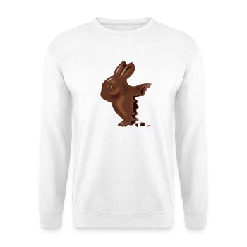 Angebissener Schokoladen-Osterhase  - Unisex Pullover - Weiß - Vorne