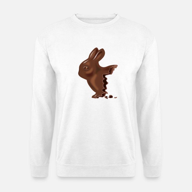 Angebissener Schokoladen-Osterhase  - Unisex Pullover - Weiß