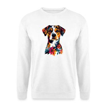 Bunter Hund mit Blumenmustern Hunde Sommeroutfit - Unisex Pullover - Weiß - Vorne
