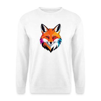 Bunter Fuchs Kopf Rotfuchs Gesicht Porträt Motiv - Unisex Pullover - Weiß - Vorne