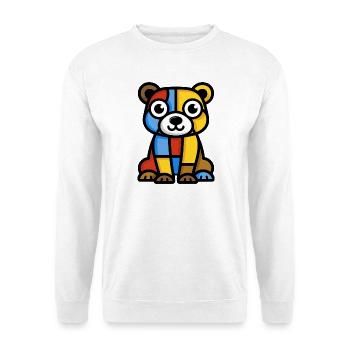 Farbenfrohe, stilisierte Darstellung eines Bären - Unisex Pullover - Weiß - Vorne