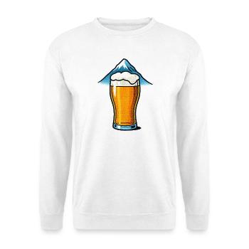 Bierglas vor Berggipfel - Unisex Pullover - Weiß - Vorne