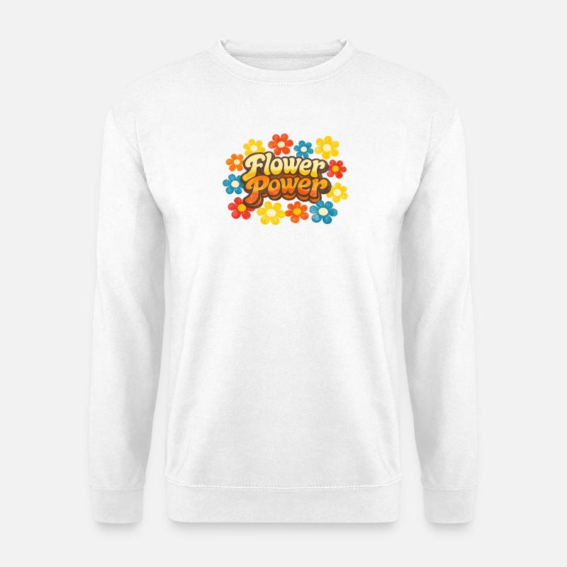 Flower Power Retro - Unisex Pullover - Weiß