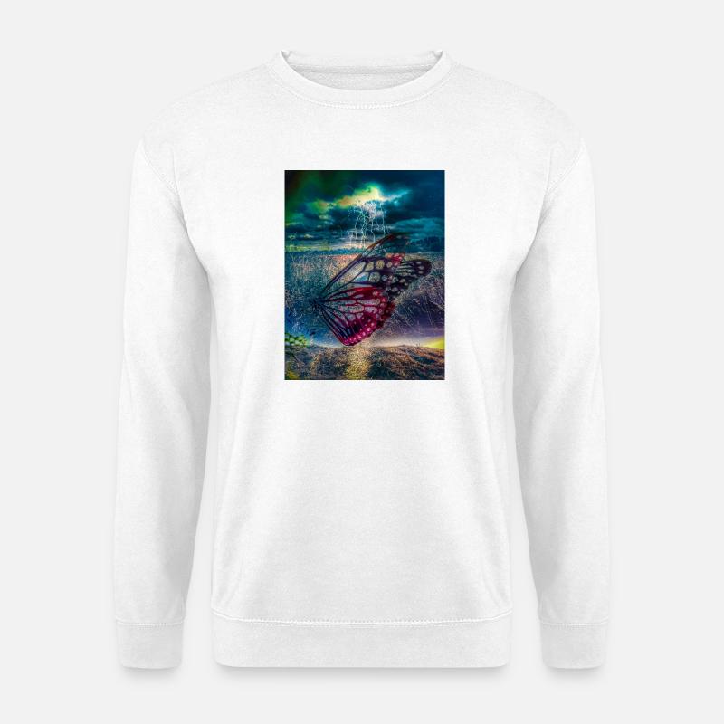 Butterfly under Storm Light - Unisex Sweatshirt - white