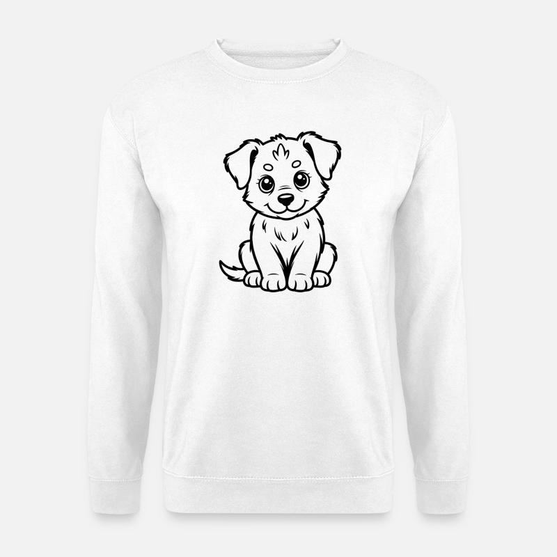 Kuschelhund Linienzeichnung - Unisex Pullover - Weiß