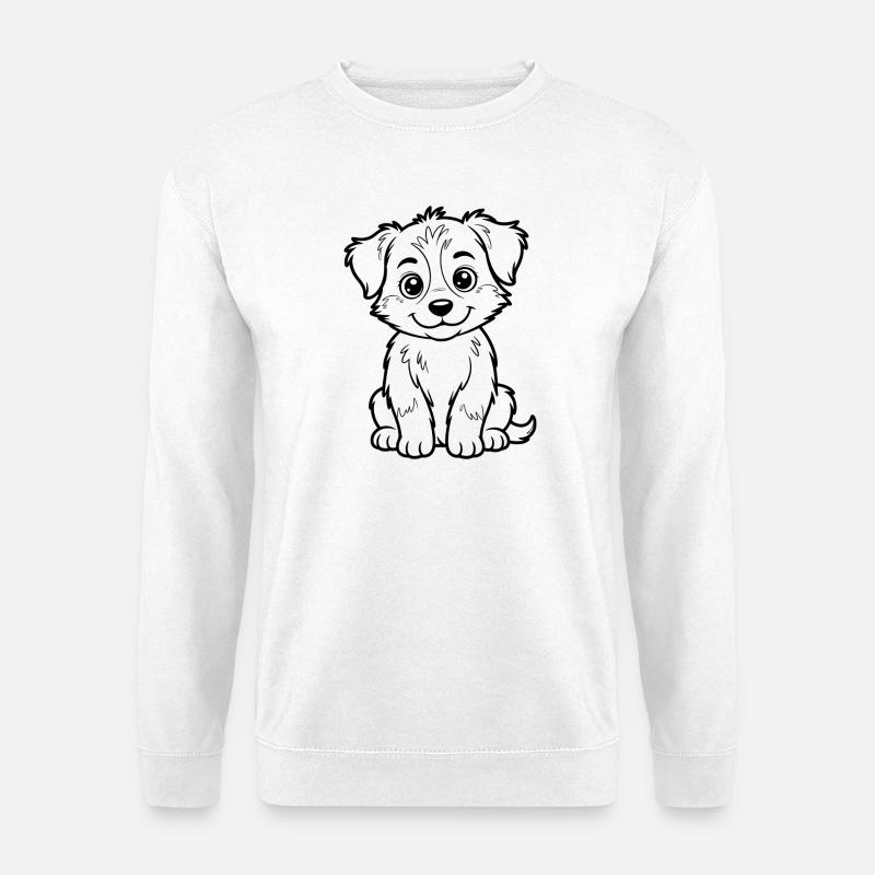 Kuschelhund Linienzeichnung - Unisex Pullover - Weiß