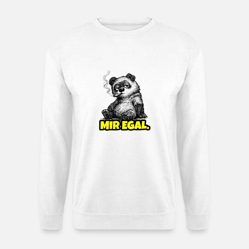 Mir egal. – Grumpy Bär (Sarkasmus Sketch) - Unisex Pullover - Weiß